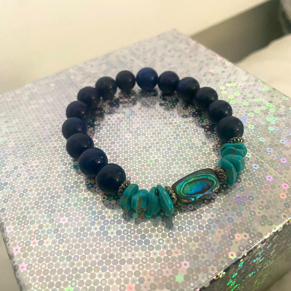 Elegant Blue and Turquoise Beaded Bracelet